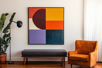 Abstract Geometric Artwork Adorns Modern Living Space