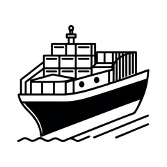 Obraz premium Commercial Ship Silhouette Vector