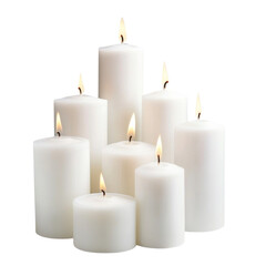Lit White Pillar Candles, Romantic Home Decor, Peaceful Atmosphere