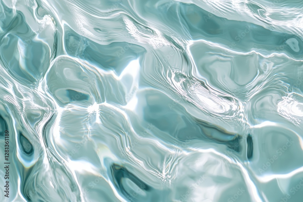 Poster turquoise water surface reflecting sunlight creating abstract pattern