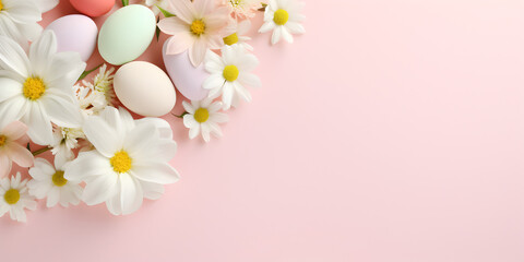 Obraz premium Abstract top view spring easter background with copy space for text 