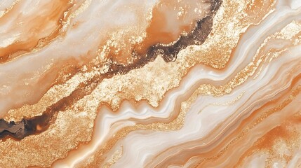Obraz premium Mesmerizing Copper and Gold Abstract Marble Texture Background with Elegant Geometric Patterns Beautiful natural mineral rock and stone surface with swirling shiny and metallic elements Luxurious