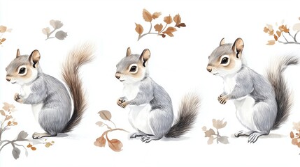 Naklejka premium illustration of Eastern Chipmunks on a solid color background