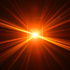 Fototapeta premium Generative AI Blazing Abstract Orange Light Burst Energy light burst orange yellow abstract energy rectangle radial lens flare power future technology innovation - Add pro touch.