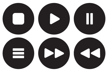 Media player button icons set. Pause, rewind, fast forward icon. Ui elements. Music player buttons. Video controls. Play