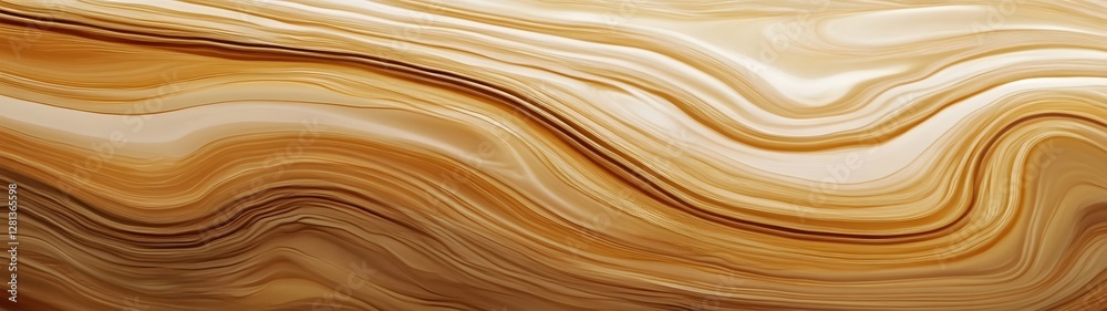 Poster Mesmerizing fluid waves and swirls of warm golden beige and brown tones creating a seamless dynamic and visually striking abstract artwork