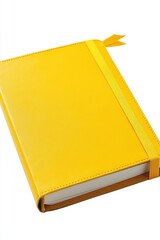 Bright Yellow Closed Notebook on White Background - A Blank Canvas for Your Thoughts and Ideas