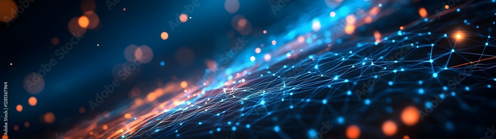 Aufkleber Mesmerizing Futuristic Digital Abstract with Glowing Lights and Fluid Movements Representing Innovation and Technology  Vibrant color palette and dynamic design creates a sense of energy connectivity