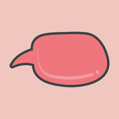 blank red chat bubble sign with outline flat vector design.