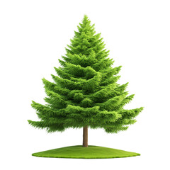Pine tree, green foliage, isolated on white background