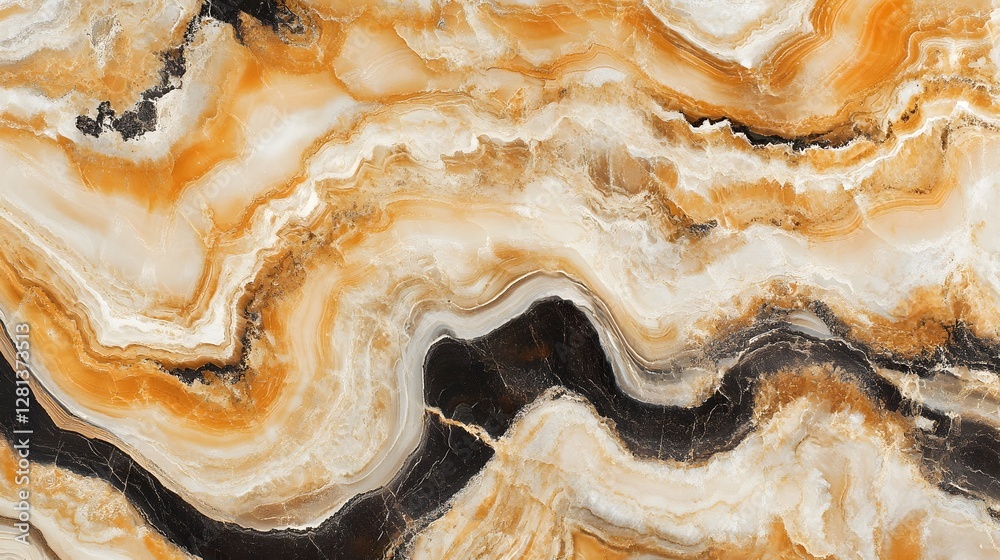 Poster mesmerizing mineral marble texture with swirling geometric patterns in earthy tones of brown beige a