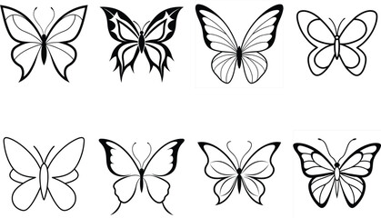 Set of Butterfly icon vector simple style