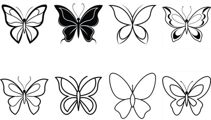 Set of Butterfly icon vector simple style
