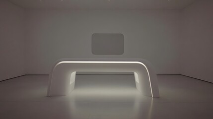 Minimalist Modern White Reception Desk in Empty Room