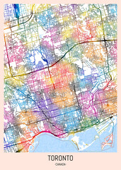 Toronto Canada City Map, downtown tourism, house art travel, scenic metropolis concept, travel art city, patriotic abstract banner