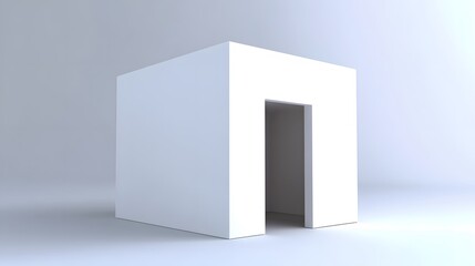 Minimalist White Cube Room Interior Design 3D Render