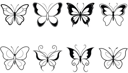 Set of Butterfly icon vector simple style