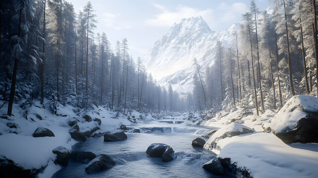 Stunning Winter Landscape of Formazza Valley, Italy