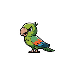 create a vector style simple cartoon little angry parrot white background. 