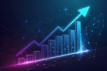 Futuristic Financial Growth: Neon Data Visualization & Economic Expansion