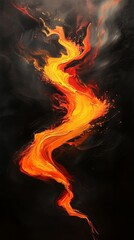 Fototapeta premium A vibrant stream of fiery orange and red flows through a dark background. It captivates with its bold colors and dynamic movement, evoking a sense of energy and passion.