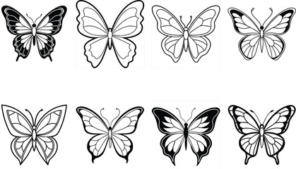 Set of Butterfly icon vector simple style