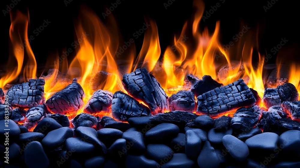 Aufkleber roaring flames of an intense bonfire illuminating the darkness with fiery brilliance creating a mesm