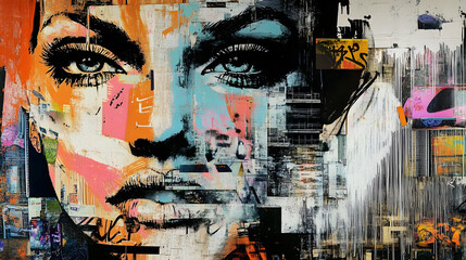 Urban Collage With Street Art Graffiti and Cityscapes