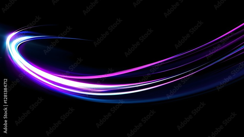 Aufkleber Striking abstract digital art background with vibrant neon like curves flowing lines and dynamic gradient effects against a dark futuristic backdrop  This energetic