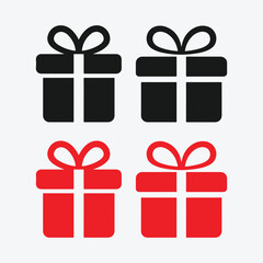 Giftbox Icon Set. Present Box Symbol Collection. Gift Box Icons Pack. Wrapped Gift Icons.