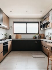 Fototapeta premium A modern kitchen with natural light and minimalist design