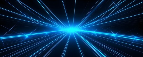 Fototapeta premium Futuristic Blue Glowing Light Lines Abstract Digital Technology Banner Design