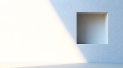 Minimalist White Wall Niche with Sunlight Shadow