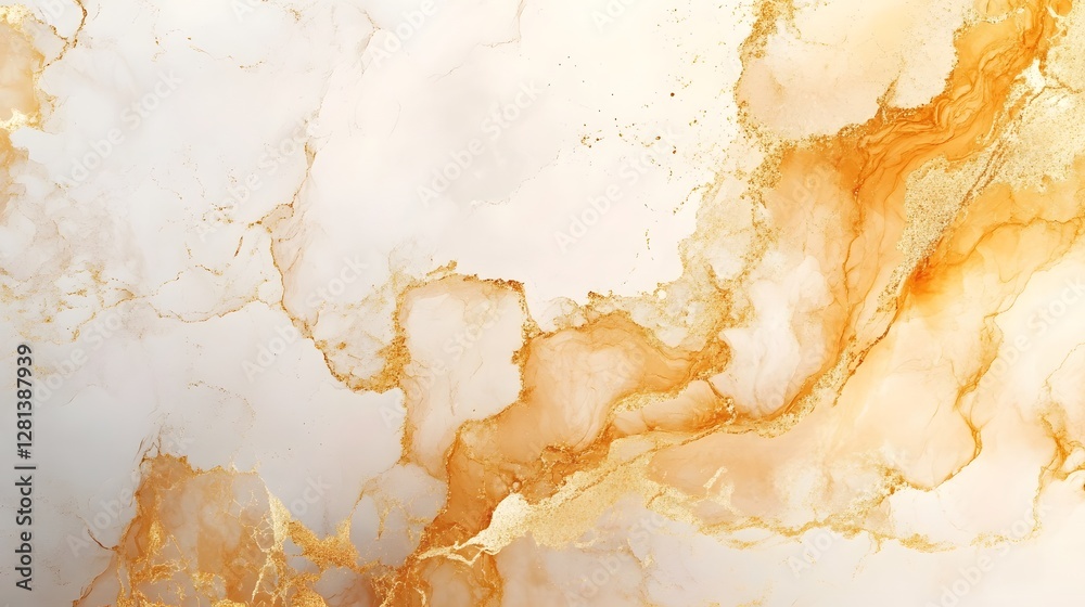 Fototapete Stunning abstract artwork featuring fluid dynamic swirls and marbled patterns in a harmonious blend of golden brown beige and cream tones  This contemporary