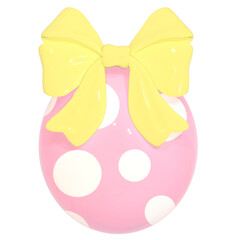 3D Pink Easter Egg with Bow 