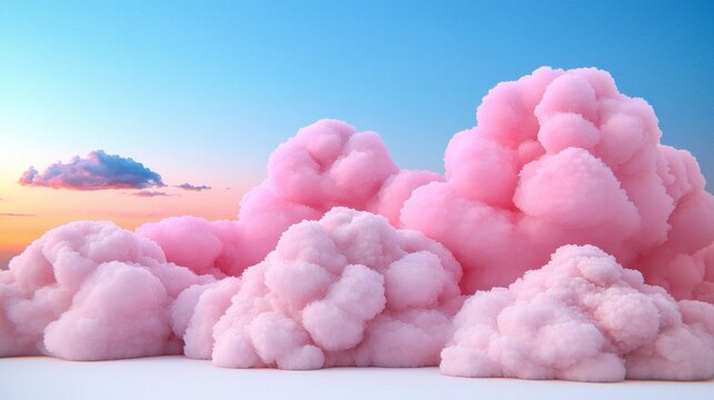 minimal photostock of a  Beautiful aerial view above clouds at sunset, Beautiful cloudscape with blue sky and pink clouds