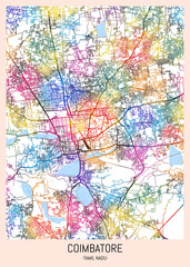 Coimbatore Tamil Nadu City Map, downtown tourism, house art travel, scenic metropolis concept, travel art city, patriotic abstract banner