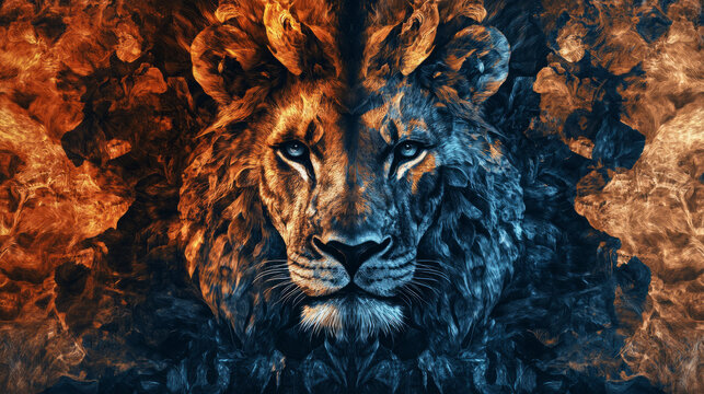 Lion for graphic work. Lion abstract art background.Animal backdrop wallpaper