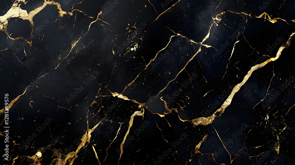 Poster Stunning abstract background featuring a metallic marble texture with intricate golden veins and fractal like geometric patterns in a bold modern and sophisticated design