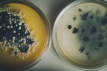 Evolution of Mold Growth in Petri Dish Showcasing Microbial Life Cycle