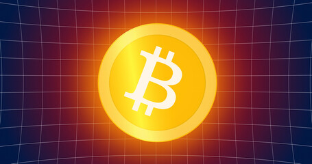 Bitcoin crypto coin currency technology blockchain development background. Backdrop showing luxury prosperity and success in the financial sector. Wealth and banking concept. Economy mining bg.