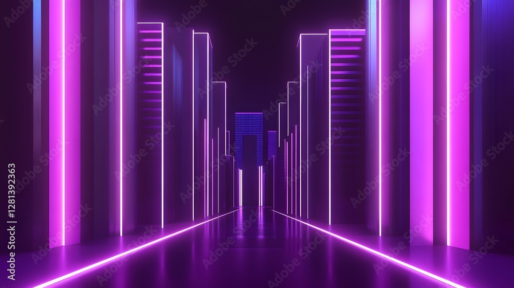 Poster stunning abstract image of a futuristic minimalist corridor or hallway with geometric architectural 