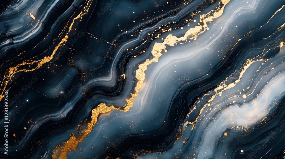 Poster stunning agate mineral rock texture with intricate golden veins luminous sparkles and captivating na