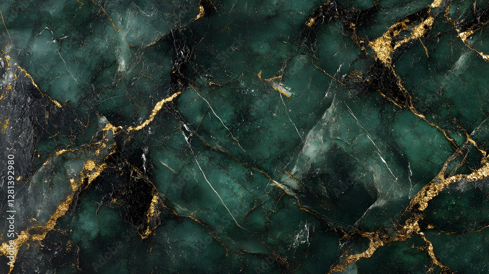 Poster stunning green marble texture with golden veins and intricate patterns this background is perfect fo