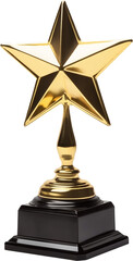 Golden star trophy on transparent background.