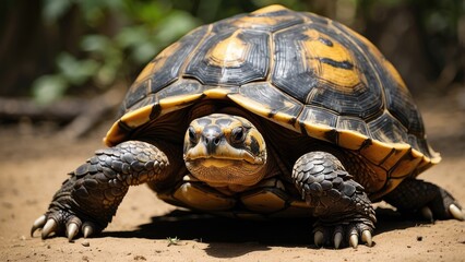 Fototapeta premium 1. **Giant Tortoise on Curieuse Island in the Seychelles Forest**