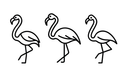 Three Simple Line Art Flamingo Illustrations