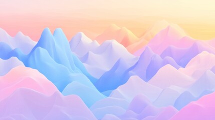 Pastel Mountainscape Abstract Line Art Illustration