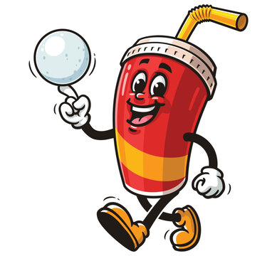 recommend clip art: Soft drink cup character mascot cartoon is playing snowball and wearing christmas hat