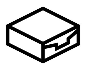 delivery package icon with a rectangular box and an open flap symbolizing shipping or courier services.